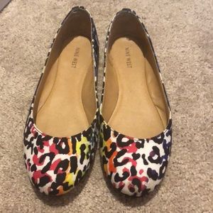 Rainbow leopard print Nine West flats size 7.5